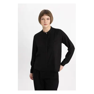 DEFACTO Regular Fit Magnificent Collar Crepe Long Sleeve Blouse