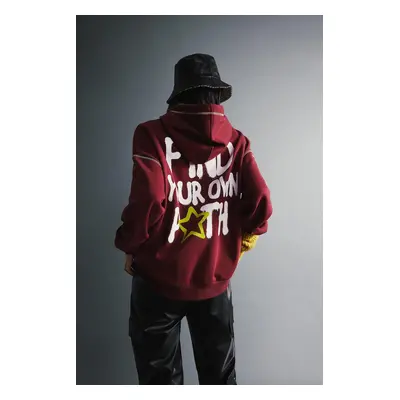 DEFACTO Cool Oversize Fit Back Printed Hooded Thick Sweatshirt