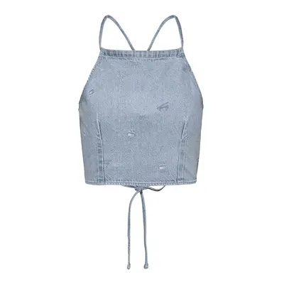 Tommy Jeans Top - TJW DENIM CRITTER TIE BACK TOP blue