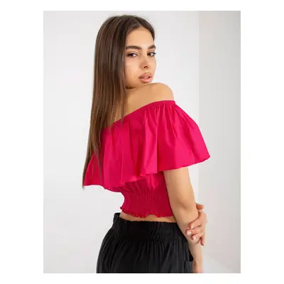 Fuchsia short Spanish blouse with frills