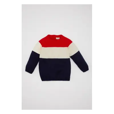 DEFACTO Baby Boy Crew Neck Color Block Knitwear Sweater