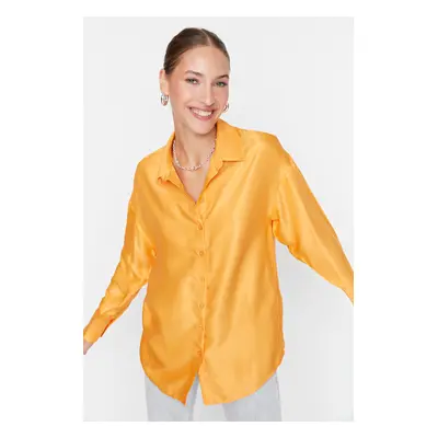 Trendyol Orange Basic Oversize Woven Satin Shirt