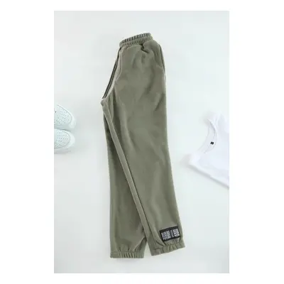 Trendyol Khaki Regular/Normal Cut Rubber Ankle Fleece Warm Sweatpants