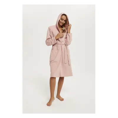 Women's dressing gown Karina with long sleeves - powder pink