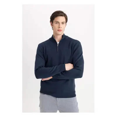 DEFACTO Standard Fit Stand Collar Zipper Sweater