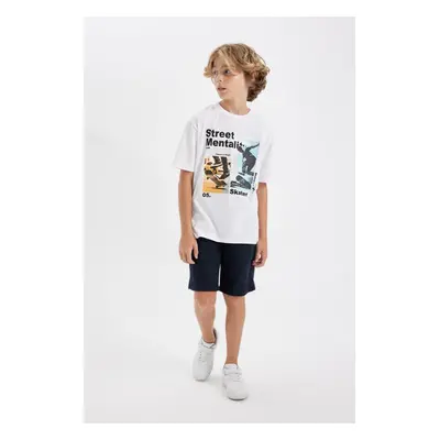 DEFACTO Boy's Printed Short Sleeve T-Shirt Shorts 2-Piece Set