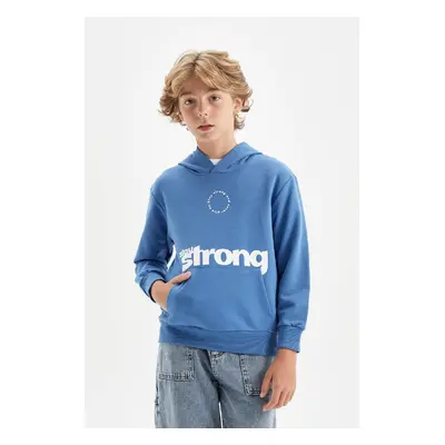 DEFACTO Boy Printed Hooded School Sweatshirt