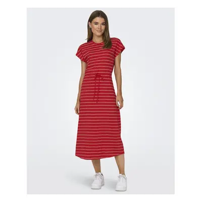 Red Women's Striped Basic Midi Dress ONLY May