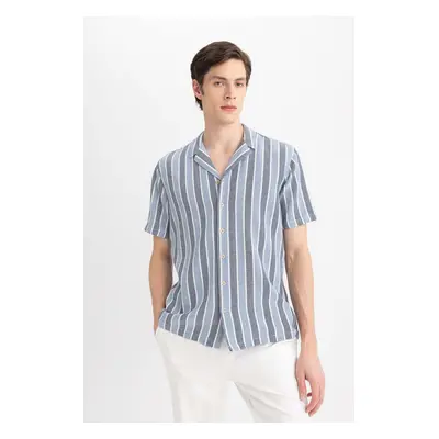 DEFACTO Regular Fit Wide Collar Cotton Short Sleeve Shirt