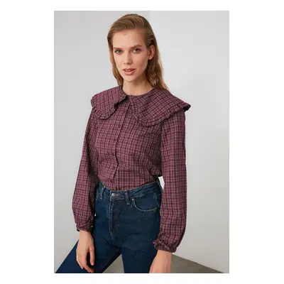 Trendyol Claret Red Large Collar Detailed Woven Shirt