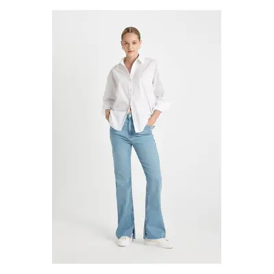 DEFACTO Slim Flare High Waist Cutaway Long Jean Trousers