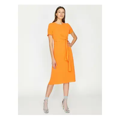 Koton Women's Orange Tie Waist Dress