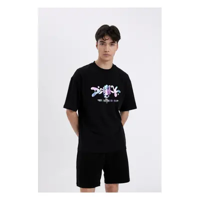 DEFACTO Comfort Fit Crew Neck Back Printed Short Sleeve T-Shirt