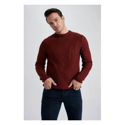 DEFACTO Standard Fit Regular Cut Crew Neck Jacquard Aviator Knitwear Sweater