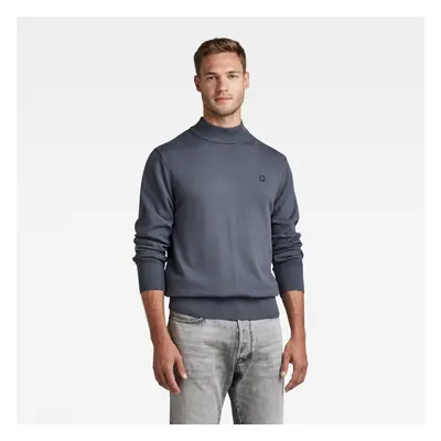 G-STAR Sweater - Premium core mock knit blue