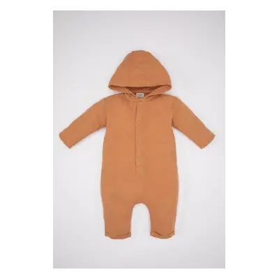 DEFACTO Baby Boy Newborn Hooded Muslin Long Sleeve Jumpsuit