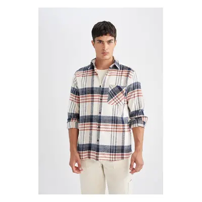 DEFACTO Regular Fit Regular Cut Plaid Lumberjack Flannel Long Sleeve Shirt