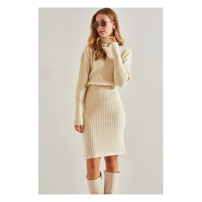 Bianco Lucci Women's Turtleneck Sweater Elastic Waist Dress