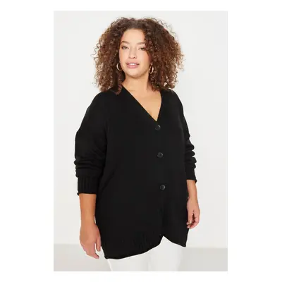 Trendyol Curve Black Button részletesen kidolgozott kötöttáru Cardigan