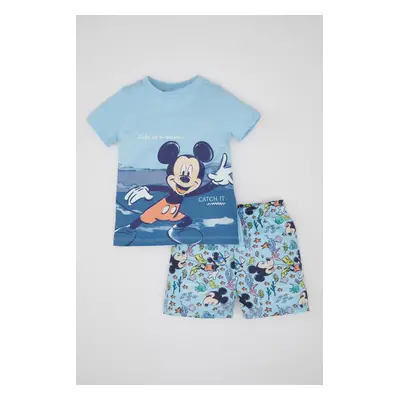 DEFACTO Baby Boy Disney Mickey & Minnie Short Sleeve T-shirt Shorts 2-Piece Set