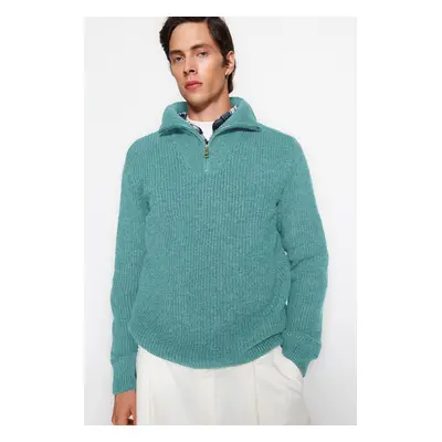 Trendyol Mint Regular Fit Zippered Turtleneck Knitwear Sweater