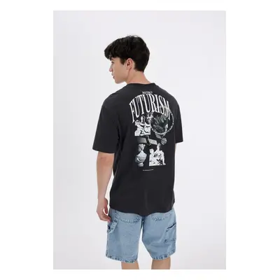 DEFACTO Regular Fit Crew Neck Back Printed Short Sleeve T-Shirt