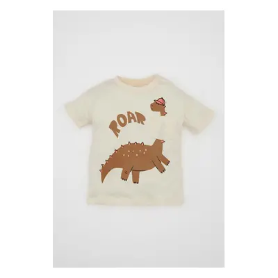 DEFACTO Baby Boy Crew Neck Dinosaur Printed Short Sleeve T-Shirt