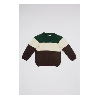 DEFACTO Baby Boy Crew Neck Color Block Knitwear Sweater