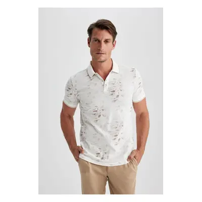 DEFACTO Slim Fit Polo Neck Printed Short Sleeve T-Shirt