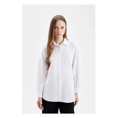 DEFACTO Relax Fit Poplin Basic Long Sleeve Shirt Tunic