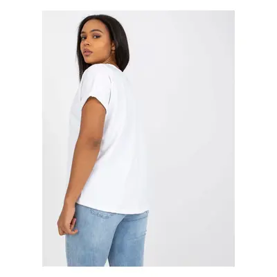 White Plus size T-shirt with round neckline