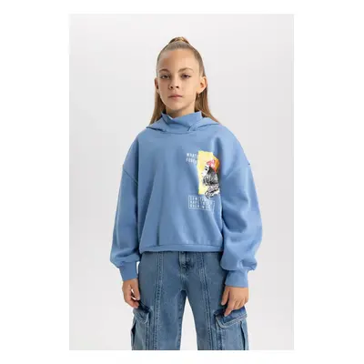 DEFACTO Girl Oversize Fit Crew Neck Printed Sweatshirt