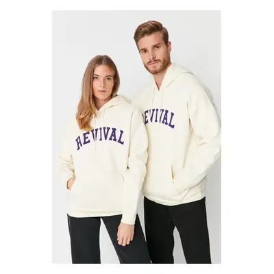 Trendyol Stone Oversize/Wide Cut Hooded Fleece/Warm Cotton Unisex Sweatshirt