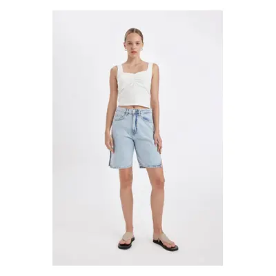 DEFACTO High Waist Jean Bermuda Shorts