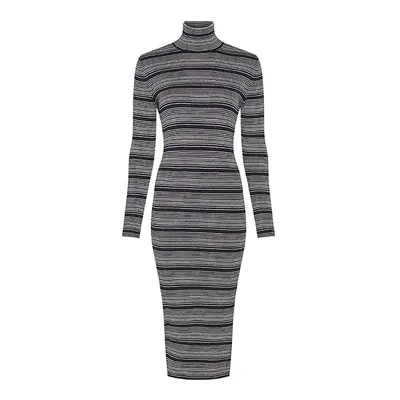 Tommy Hilfiger Dress - METALLIC HIGH-NK DRESS LS white/black