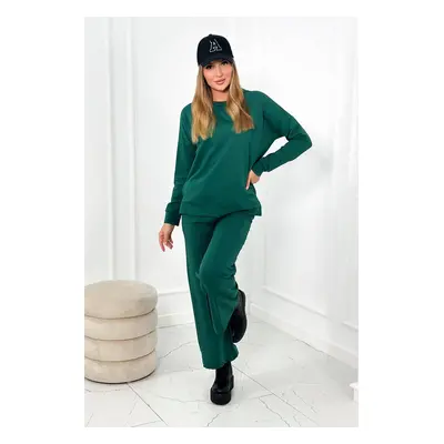 Cotton set Sweatshirt + Trousers with wide legs green