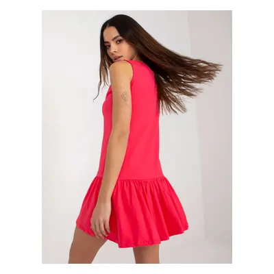 Coral basic ruffle mini dress sleeveless