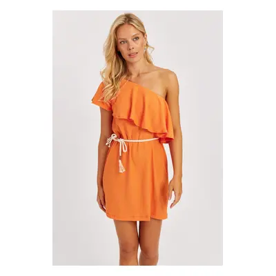 Cool & Sexy Women's Orange One-Shoulder Mini Dress