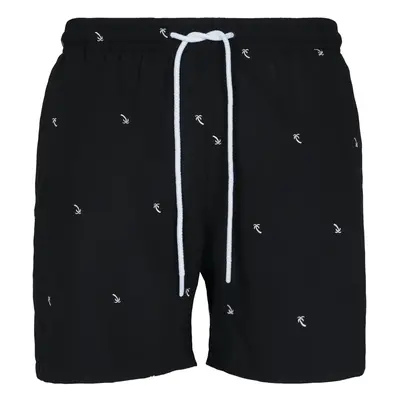 Men's swimwear with embroidery black/palm