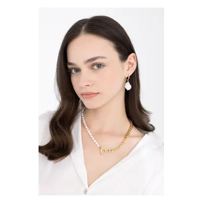 DEFACTO Women's Pearl Gold Chain Necklace