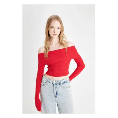 DEFACTO Cool Slim Fit Open Shoulder Sweater