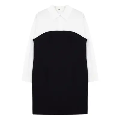 Trendyol Curve Black-White Bodycone Strapless Finike Mini Shirt Dress