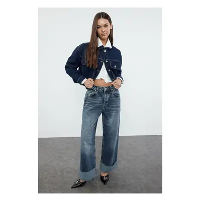 Trendyol Blue Folded Leg Low Waist Barrel Jeans