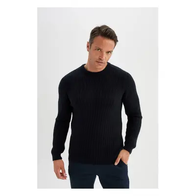 DEFACTO Standard Fit Regular Cut Crew Neck Textured Knitwear Sweater