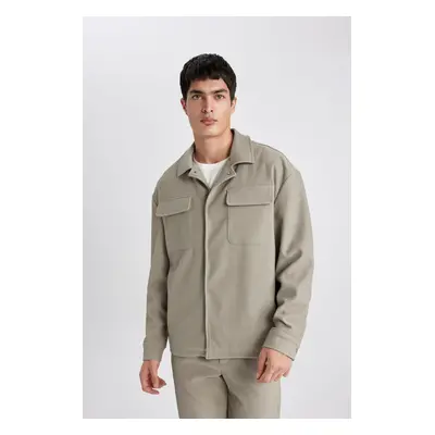 DEFACTO Relax Fit Shirt Collar Pleated Jacket Coat