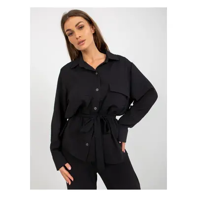 Black women's oversize shirt with collar