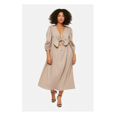 Trendyol Curve Mink A-line Woven Dress