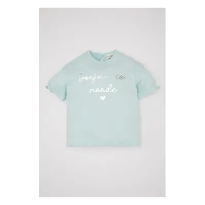 DEFACTO Baby Girl Crew Neck Printed Short Sleeve T-Shirt