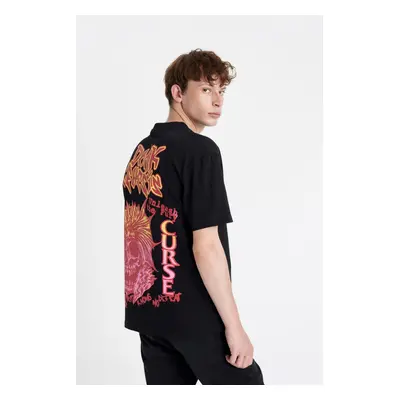 DEFACTO Oversize Fit Crew Neck Back Printed Short Sleeve T-Shirt