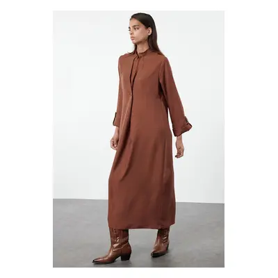 Trendyol Brown Linen Look Woven Kimono & Kaftan Dress